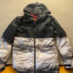 Liquid Venture 8K Snowboard Jacket Mens XL Black Grey Waterproof Ski Coat Hooded